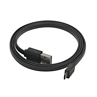 USB kabel (2.0), USB A samec reversible - microUSB samec reversible, 0.3m, plochý, černý, oboustranný