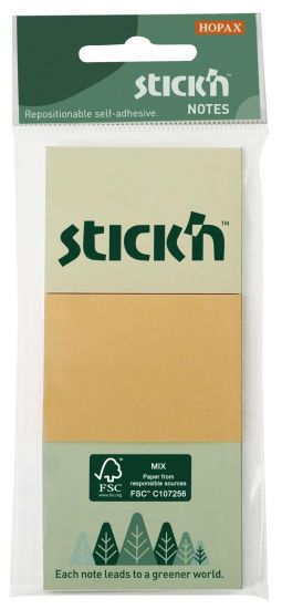 Samolepicí bloček Stick'n by Hopax FSC COC - 38 x 51 mm, pastelový
