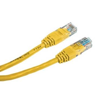Síťový LAN kabel UTP patchcord, Cat.5e, RJ45 samec - RJ45 samec, 0.25 m, nestíněný, žlutý, economy