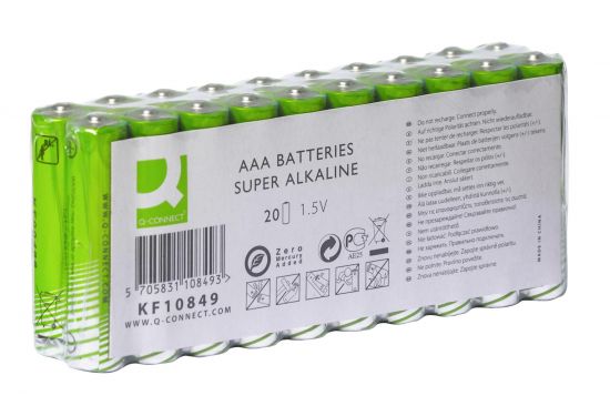 Alkalické baterie Q-Connect - 1,5V, LR03, typ AAA, 20 ks